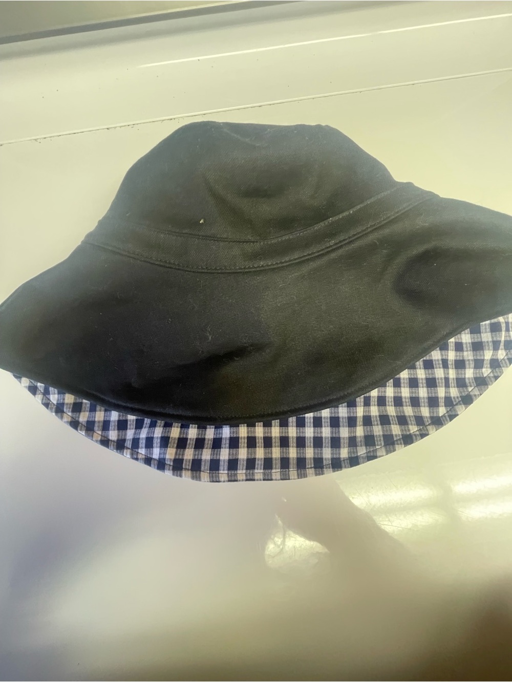 Uniqlo Black and Blue Gingham Bucket Hat - Women Accessories